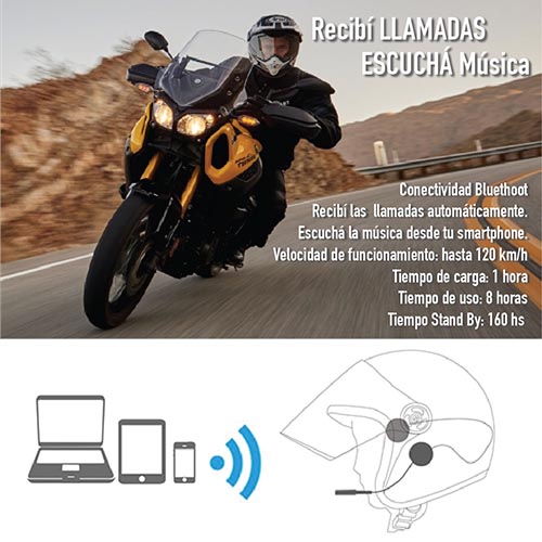 Auricular Bluetooth Casco Moto Micrófono Manos Libres Mh01