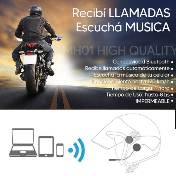 Auriculares Bluetooth Casco Moto MH01 - Image 5