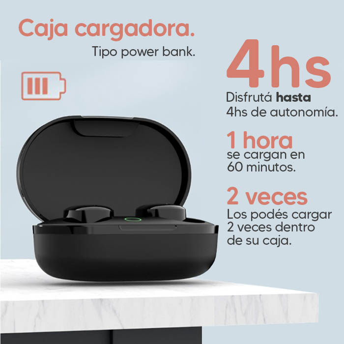 Auriculares Inalámbricos Bluetooth Mipods + Caja Cargadora