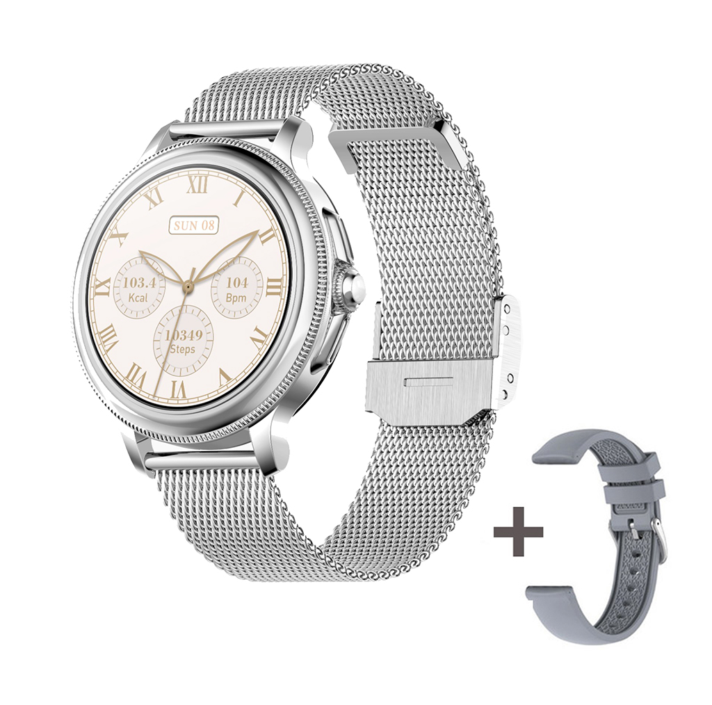 Smartwatch Reloj Inteligente Redondo Cf80 Mujer + Malla